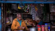 A man works in his kiosk