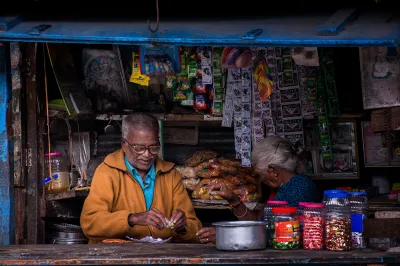 A man works in his kiosk
