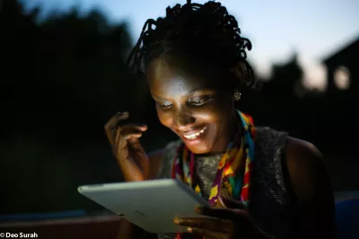 Woman using tablet