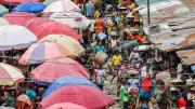 A crowded market street in Nigeria